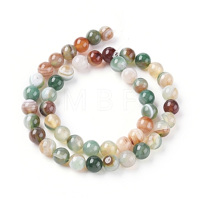 Natural Striped Agate/Banded Agate Beads Strands G-G582-8mm-49-1