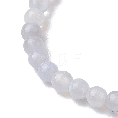6mm Natural Blue Lace Agate Round Beaded Stretch Bracelets BJEW-JB10855-02-1