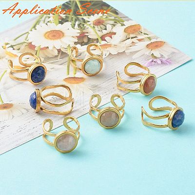 201 Stainless Steel Cuff Ring Findings X-STAS-S080-040F-G-1