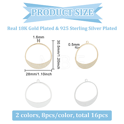 16Pcs 2 Colors Brass Pendants KK-BC0011-21-1