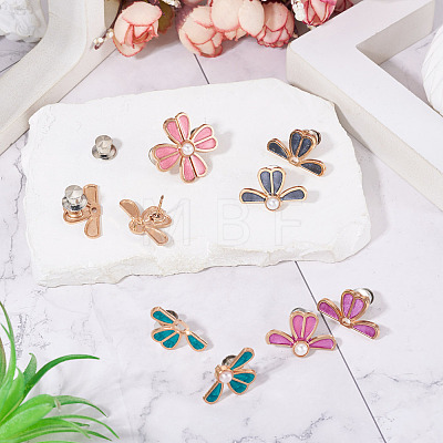 5Pcs 5 Colors Flower Alloy Enamel Adjustable Jean Button Pins DIY-TA0014-93-1