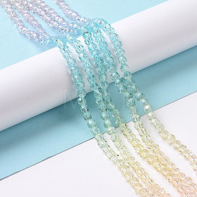10 Strands Transparent Gradient Color Glass Beads Strands GLAA-CJ0002-14-1