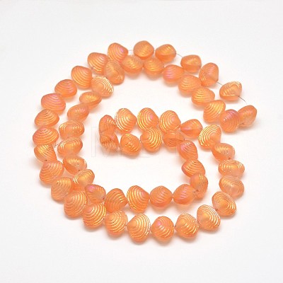 Frosted Electroplate Glass Shell Beads Strands EGLA-M002-B07-1
