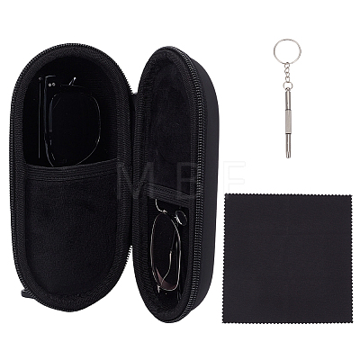 1Pc Oval PU Leather & Velvet Glasses Case AJEW-CN0007-22-1