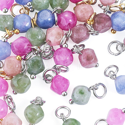 30Pcs 3 Styles Natural Colorful Tourmaline Dice Charms PALLOY-TA00370-1