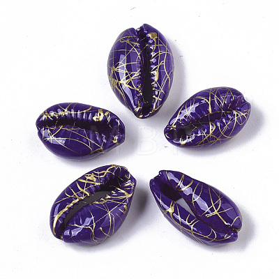 Spray Painted Natural Cowrie Shell Beads X-SSHEL-R047-03-A05-1