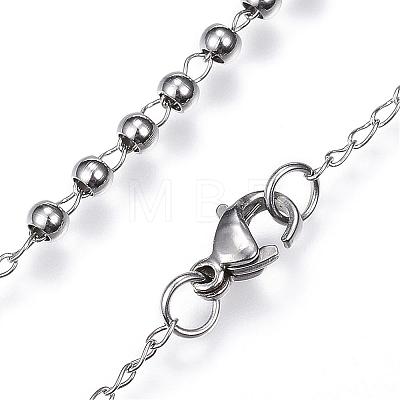 304 Stainless Steel Rosary Bead Necklaces NJEW-D285-40P-1