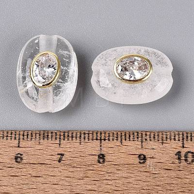 Brass Micro Pave Cubic Zirconia & Quartz Crystal Beads GG-OY001-06G-01-1