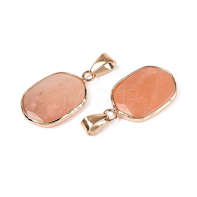 Natural Pink Aventurine Pendants G-N349-04G-G-1
