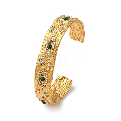 304 Stainless Steel Rhinestone Cuff Bangles for Women BJEW-R026-01G-1