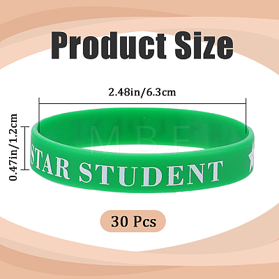Word Star Student Silicone Cord Bracelet Wristband BJEW-WH0018-49D-1