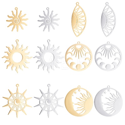 DICOSMETIC 12Pcs 12 Style Ion Plating(IP) 201 Stainless Steel Pendants STAS-DC0002-87-1