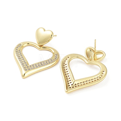 Rack Plating Brass Micro Pave Cubic Zirconia Studs Earrings EJEW-B047-03G-07-1