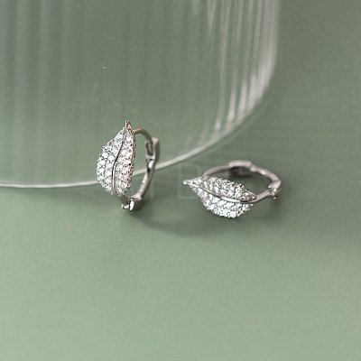 Brass Clear Cubic Zirconia Hoop Earrings FS-WG8C147-02-1