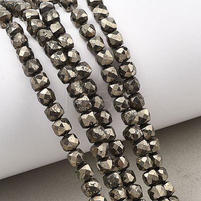 Natural Gold Pyrite/Golden Pyrite Beads Strands G-G458-G01-5x5mm-1