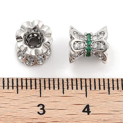 Brass Micro Pave Clear Cubic Zirconia Beads KK-P271-39B-01-1