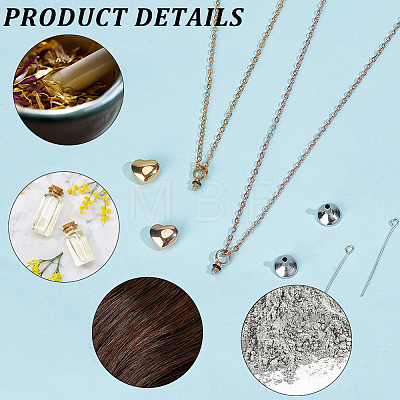 2Pcs 2 Colors 304 Stainless Steel Heart Urn Ashes Necklaces NJEW-CN0001-28B-1