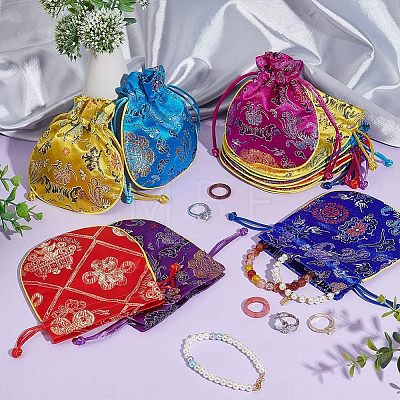 12Pcs 6 Colors Silk Packing Pouches ABAG-HY0001-03-1