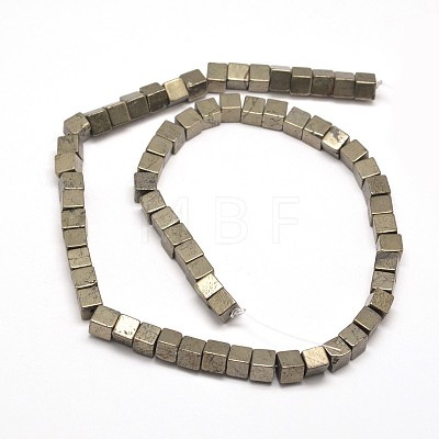 Cube Natural Pyrite Beads Strands G-I126-17-6x6mm-1