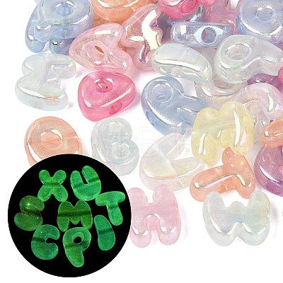 Luminous UV Plating Transparent Acrylic European Beads OACR-Q204-24-1