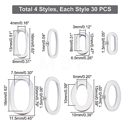 120Pcs 4 Style 304 Stainless Steel Linking Rings STAS-DC0004-29-1