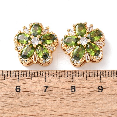 Brass Micro Pave Cubic Zirconia Beads KK-A284-19G-02-1
