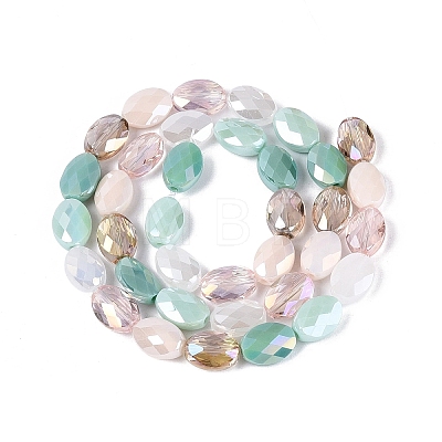 Electroplate Imitation Jade & Opaque & Transparent Glass Beads Strands X-EGLA-Q135-8x11MM-01C-1
