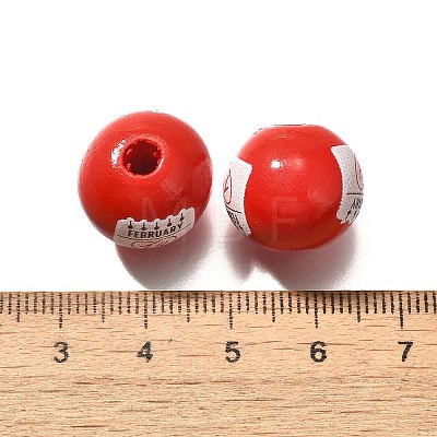 Valentine's Day Element Printed Wood Beads WOOD-R002-01-08-1