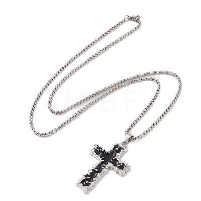 Zinc Alloy with Enamel Cross Pendant Necklaces NJEW-C034-42A-P-1