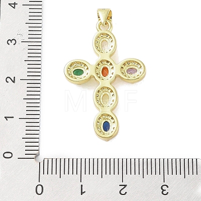 Real 18K Gold Plated Brass Micro Pave Random Color Cubic Zirconia Pendants KK-A209-07A-G-1