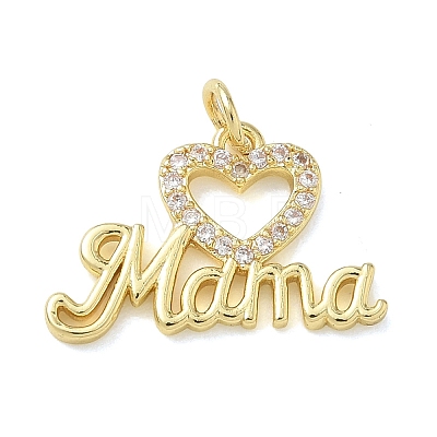 Mother's Day Brass Micro Pave Clear Cubic Zirconia Pendants KK-T085-16B-G-1