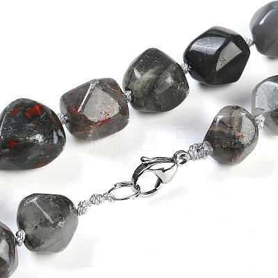 Natural Bloodstone Nuggets Beaded Necklaces for Women Men NJEW-K388-01G-1