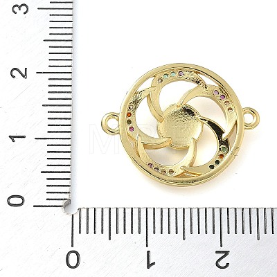 Rack Plating Brass Colorful Cubic Zirconia Vortex Connector Charms KK-K392-08G-01-1