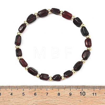 Natural Amber Cuboid Beads Stretch Bracelets for Women Men BJEW-JB13639-02-1