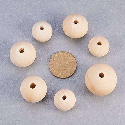 Round Unfinished Wood Beads WOOD-PH0004-02-NF-1