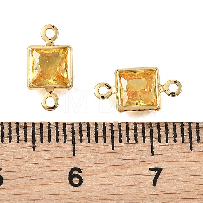 SHEGRACE Brass Pave Cubic Zirconia Square Connector Charms XGRQ2O088-440D-G-1