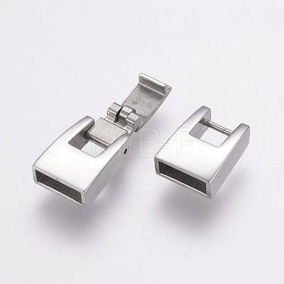 Tarnish Resistant 304 Stainless Steel Fold Over Clasps STAS-F122-47P-1