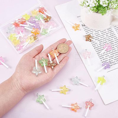  40Pcs 10 Colors Resin Pendants RESI-NB0001-73-1