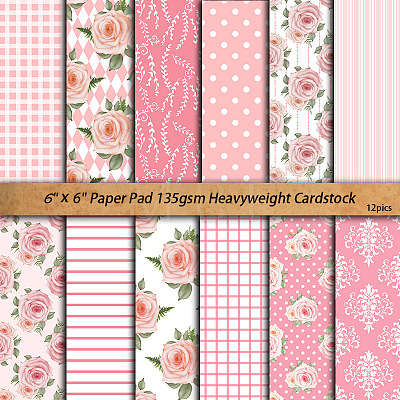 12 Sheets Flower Scrapbook Paper Pads PW-WG79143-01-1
