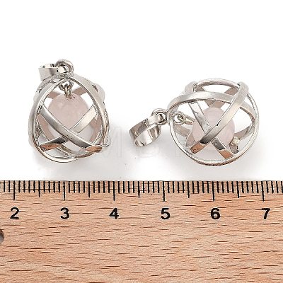 Natural Rose Quartz Round Ball Pendants G-Q163-05P-08-1