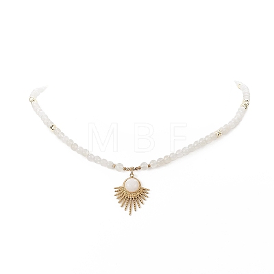 Natural White Moonstone Beaded Necklaces NJEW-JN04226-03-1