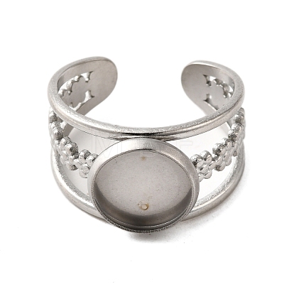 304 Stainless Steel Cuff Ring Components X-STAS-V012-01A-P-1