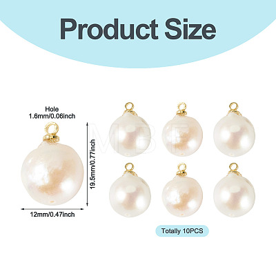 10Pcs Natural Baroque Pearl Keshi Pearl Pendants PALLOY-TA00377-1