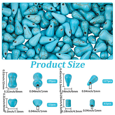 270Pcs 4 Styles Synthetic Turquoise Dyed Beads G-SC0003-87-1