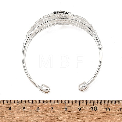 Oval Natural Paua Shell Brass Hollow Floral Cuff Bangles for Women BJEW-JB14503-02-1