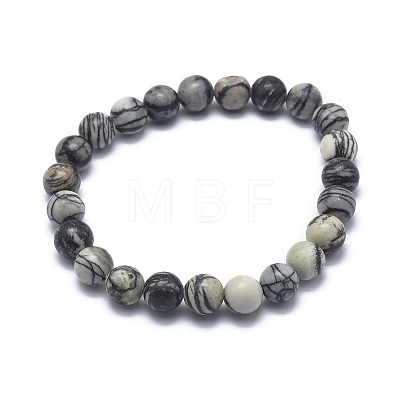 Natural Netstone Bead Stretch Bracelets BJEW-K212-B-021-1