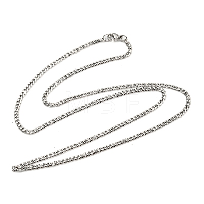 201 Stainless Steel Curb Chain Necklaces for Men NJEW-Q336-08B-P-1