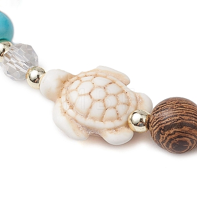 Adjustable Dyed Synthetic Turquoise & Coconut & Wood & Pearl Braided Bead Bracelets BJEW-JB10723-01-1