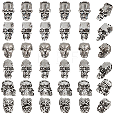 30Pcs 6 Styles Tibetan Style Alloy European Beads MPDL-PH0001-18AS-1
