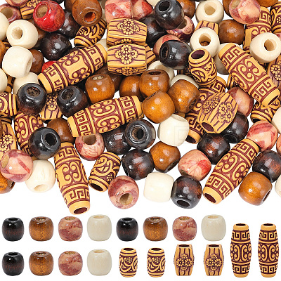 110Pcs 7 Styles Plastic and Wood Beads KY-PA0001-18-1